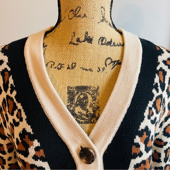 Leopard Print Button-Up Cardigan Sweater - Picture 2 of 5